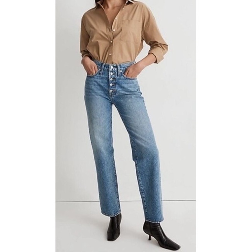 NWOTD Madewell 24P Perfect Vintage Straight Exposed Button Blue Jeans 130114
